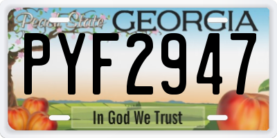 GA license plate PYF2947
