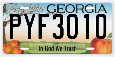 GA license plate PYF3010