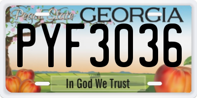 GA license plate PYF3036