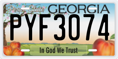 GA license plate PYF3074
