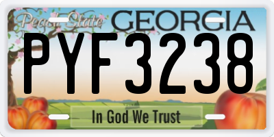 GA license plate PYF3238