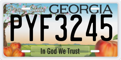 GA license plate PYF3245