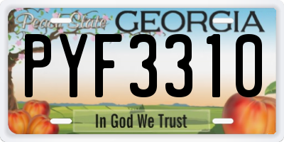 GA license plate PYF3310