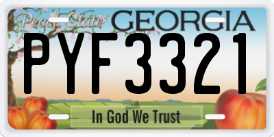 GA license plate PYF3321