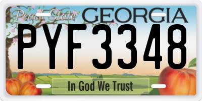 GA license plate PYF3348