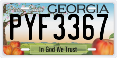 GA license plate PYF3367