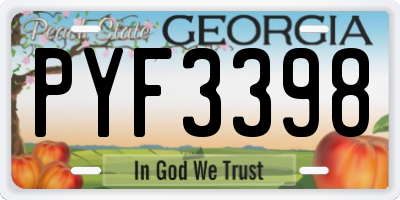 GA license plate PYF3398