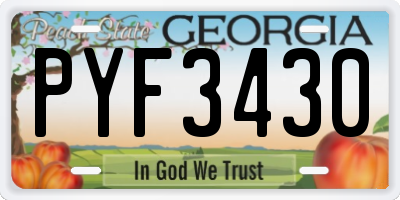 GA license plate PYF3430