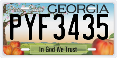 GA license plate PYF3435