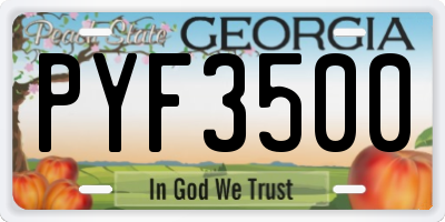 GA license plate PYF3500