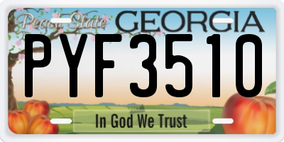 GA license plate PYF3510