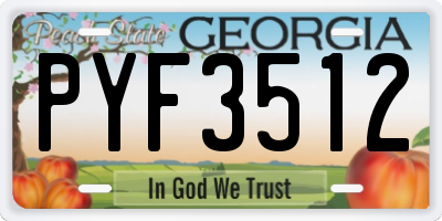 GA license plate PYF3512