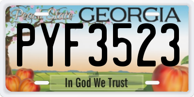 GA license plate PYF3523