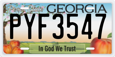 GA license plate PYF3547