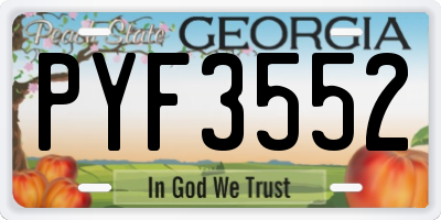 GA license plate PYF3552