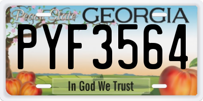 GA license plate PYF3564