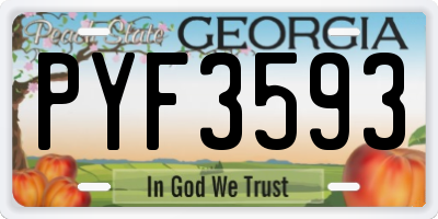 GA license plate PYF3593