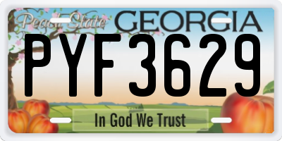 GA license plate PYF3629