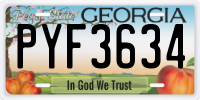 GA license plate PYF3634