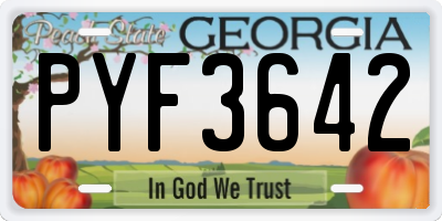 GA license plate PYF3642