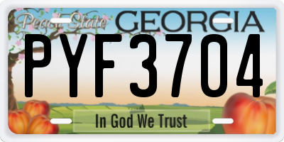 GA license plate PYF3704
