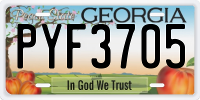 GA license plate PYF3705