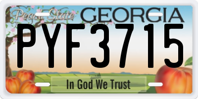 GA license plate PYF3715