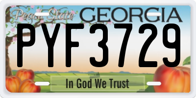 GA license plate PYF3729