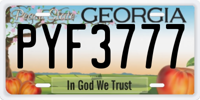 GA license plate PYF3777