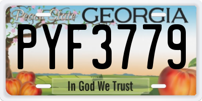 GA license plate PYF3779