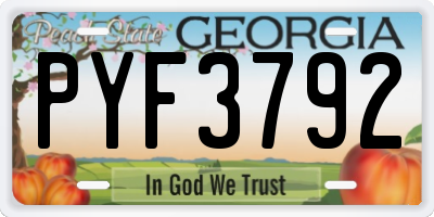 GA license plate PYF3792