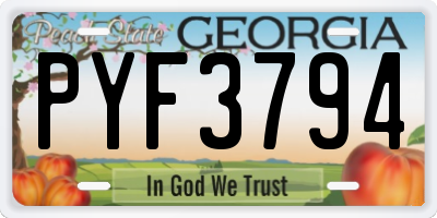 GA license plate PYF3794