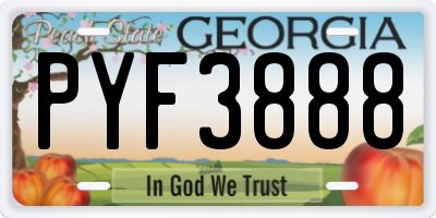 GA license plate PYF3888