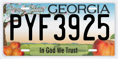 GA license plate PYF3925