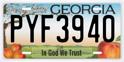 GA license plate PYF3940