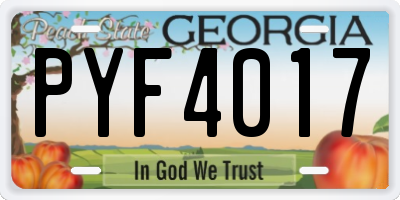 GA license plate PYF4017
