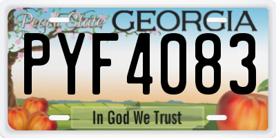 GA license plate PYF4083