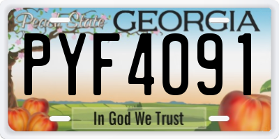 GA license plate PYF4091