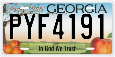 GA license plate PYF4191