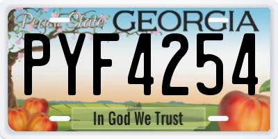 GA license plate PYF4254