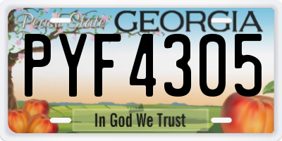 GA license plate PYF4305