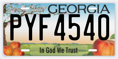 GA license plate PYF4540