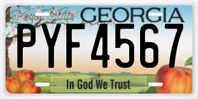 GA license plate PYF4567