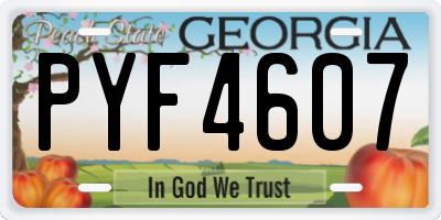 GA license plate PYF4607