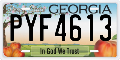 GA license plate PYF4613