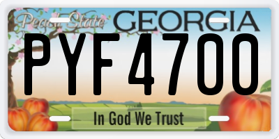 GA license plate PYF4700