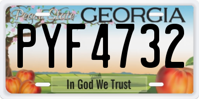 GA license plate PYF4732