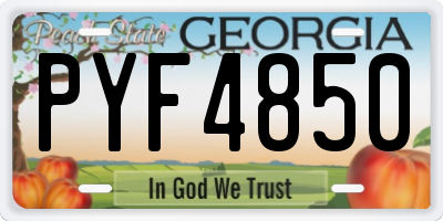 GA license plate PYF4850