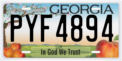 GA license plate PYF4894