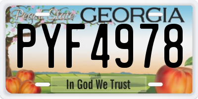 GA license plate PYF4978